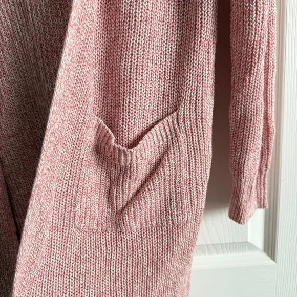 One Grey Day Linen Savvy Pink Knit Hooded Duster Size S, $295 - Picture 3 of 9